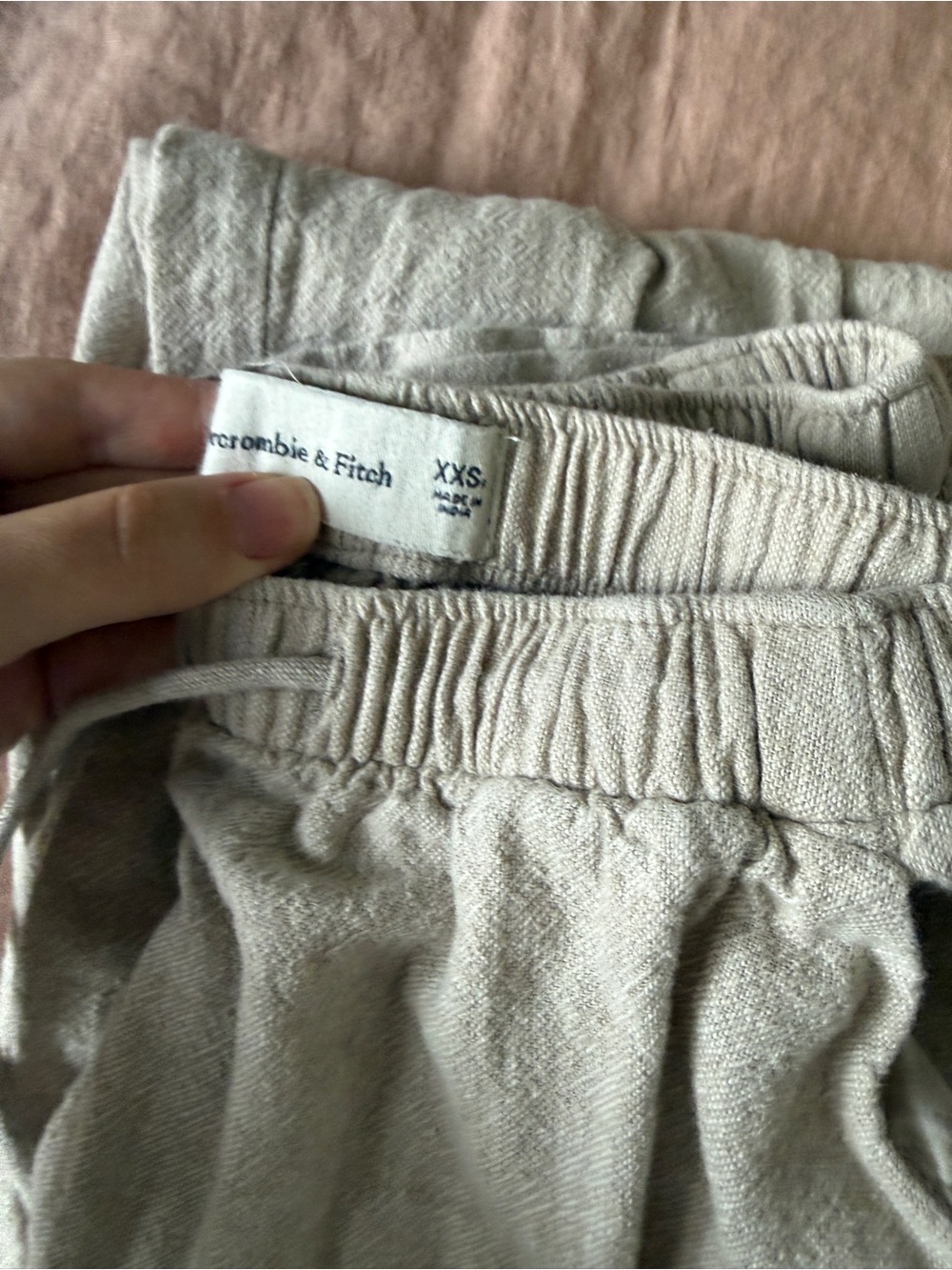 Beige Drawstring linen Pants - Picture 3 of 3